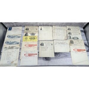 LARGE LOT OF ANTIQUE EARLY 1900's EPHEMRA - RECEIPTS INVOICES - NICE GRAPHICS